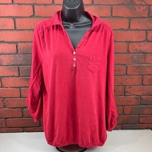 Yessica Woman's XL Henley Long Sleeve Red‎ Shirt